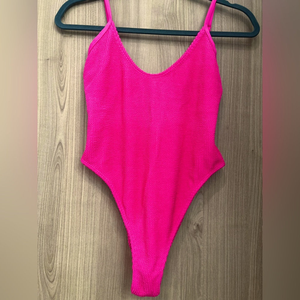 Good American Hot PINK The Always Fits One-Piece Swimsuit